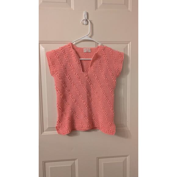 Specially Handmade by Josette Vintage Coral Pink Knit Shirt Vintage, Cottagecore - Picture 1 of 6